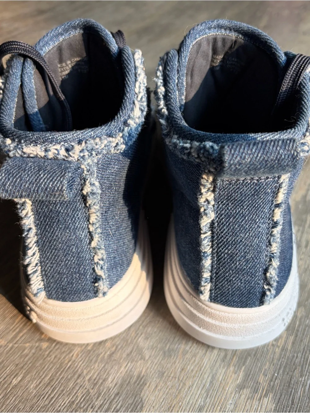 Michael Kors Women’s Denim Frayed High-Top Sneakers in Navy and White
